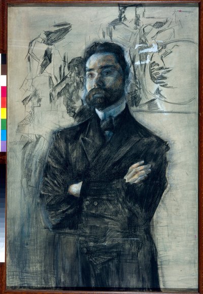 詩人ヴァレリー・イアコブレビッチ・ブリウスソフの肖像 (1873-1924) - ミハイル・アレクサンドロヴィッチ・ヴルベル (ヴルーベル) (1856-1910) 作： Mikhail Aleksandrovich Vrubel