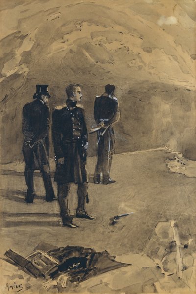 ペコリンとグルシュニツキーの決闘。ミハイルレールモントフ作の小説「A Hero of Our Time」のイラスト、1891年 作： Mikhail Aleksandrovich Vrubel