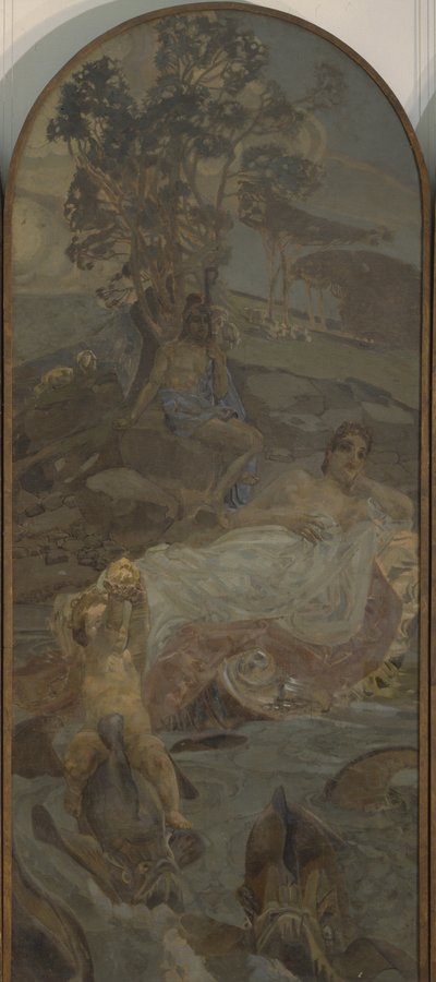 ヴィーナス、アモール、パリの三連祭壇画パリ中心部、1893年 作： Mikhail Aleksandrovich Vrubel