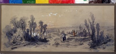 ピョートル・イリッチ・チャイコフスキー(1840-1893)作オペラ「マゼパ」の幕のデザイン (P.チャイコフスキーのオペラ「マゼパ」の幕のデザイン)。 ミハイル・イリイチ・ボチャロフ (1831-1895) の作品。 紙に水彩 作： Mikhail Ilyich Bocharov