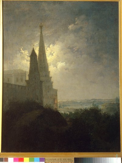 ボチャロフ、ミハイル・イリイチ（1831-1895）による夜のモスクワ・クレムリンとザモスクヴォレチエの眺め。 キャンバスに油彩 作： Mikhail Ilyich Bocharov