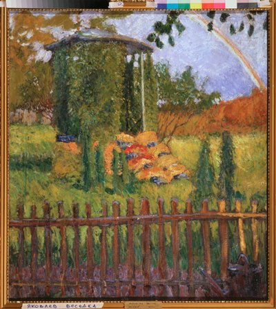 ガーデンアーバー（ガーデンアーバー） - ミハイルニコラエヴィッチヤコフレフによる絵画（1880-1942）、キャンバスのオイル 作： Mikhail Nikolayevich Yakovlev