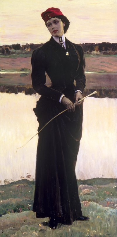 オルガ・ネステロワまたは乗馬癖の女性、1906年の肖像 作： Mikhail Vasilievich Nesterov