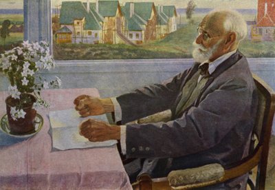 ロシアの生理学者イワン・パブロフの肖像（カラーリトグラフ 作： Mikhail Vasilievich Nesterov