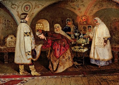皇帝アレクセイミハイロビッチ（1629-76）彼の花嫁との出会い、マリアミロスラヴァスキー、1887 作： Mikhail Vasilievich Nesterov