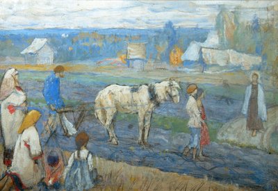 1911年の野外で 作： Mikhail Vasilievich Nesterov