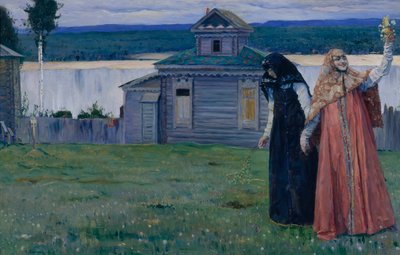 人里離れた修道院でシスターズ、1915。 作： Mikhail Vasilievich Nesterov