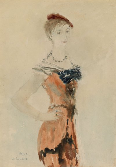 赤いベレー帽の女性、1935 作： Mikhail Xenofontovich Sokolov