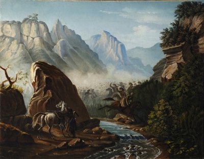 ダゲスタンの山での消防、1840-1841 作： Mikhail Yuryevich Lermontov