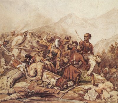 1840年1月1840年7月11日のヴァレリク川の戦い 作： Mikhail Yuryevich Lermontov