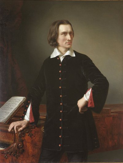 Franz Liszt (1811-1886) の肖像、ハンガリーの作曲家およびピアニスト 作： Miklós Barabás