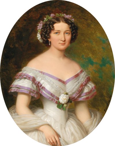 伯爵夫人マリア・ガブリエラ・ヨゼファ・アンナ・サーパリー（1834-1912）の肖像（旧姓アツェル・ド・ボロスジェノ、1857年）。 作： Miklós Barabás