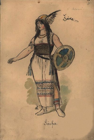 サルカ。ズデネックフィビッチ作「サルカ」の衣装デザイン、1897年。 作： Mikolas Ales