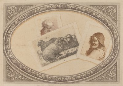 だまし絵: 男性と羊の版画、オリジナルの銅版画を使用 作： Milanese 18th Century and Francesco Londonio