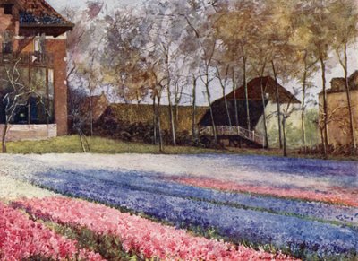 春のオランダ庭園」（カラーリトグラフ 作： Mima Nixon