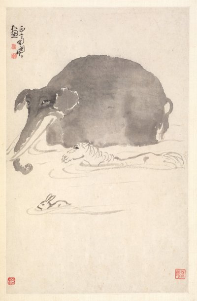 ゾウ、ウマ、ノウサギ 作： Min Zhen