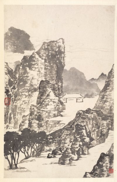 Mi Fu後の風景、1788年。 作： Min Zhen