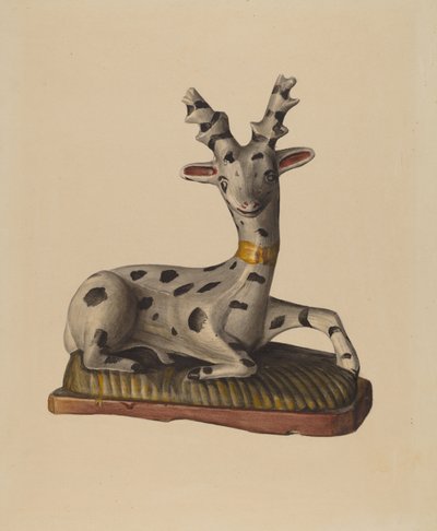 白亜の鹿、1938年頃（水彩画） 作： Mina Lowry