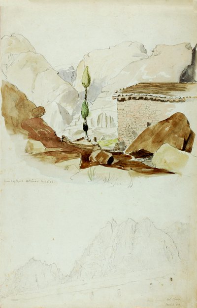 エリヤ修道院、シナイ山、1844年。 作： Miner Kilbourne Kellogg