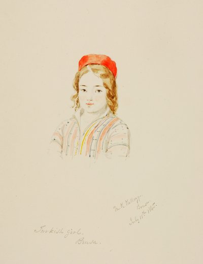 トルコの少女、ブルサ、1845年。 作： Miner Kilbourne Kellogg