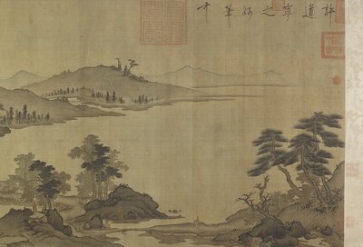 雨と雲の中の秋の川 作： Ming Dynasty Chinese School