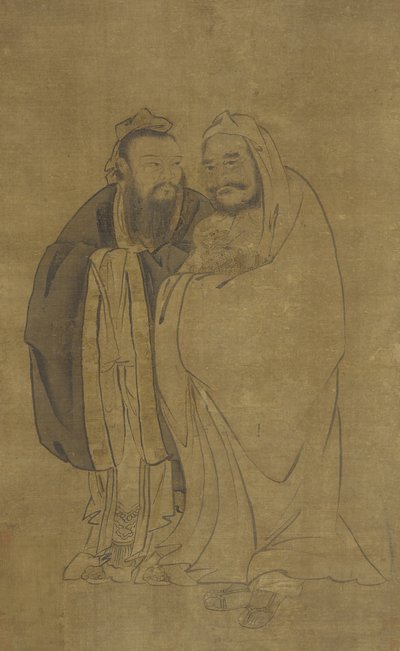孔子と仏陀が気功をあやしている 作： Ming Dynasty Chinese School