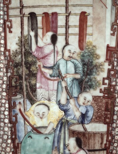 絹を染めた男性を描いた花瓶の細部（セラミック） 作： Ming Dynasty Chinese School