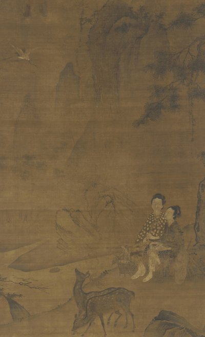 ハーブを集める女性の不滅 作： Ming Dynasty Chinese School