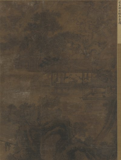 風景：パビリオンの木の下の2人の男性 作： Ming Dynasty Chinese School