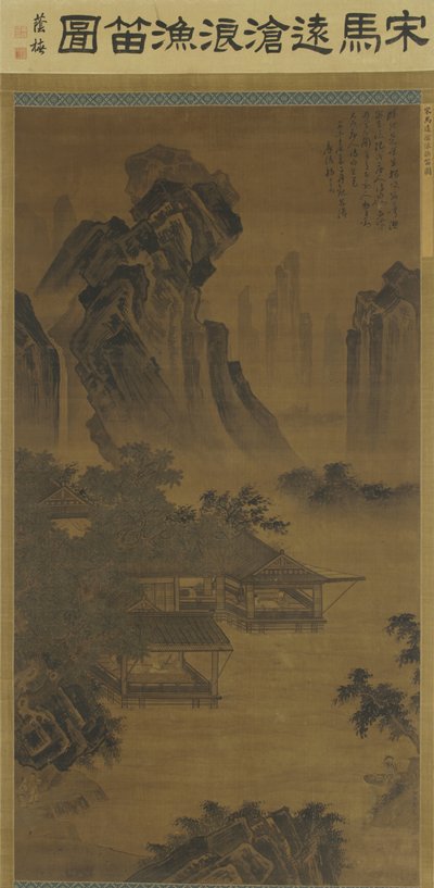 湖畔のパビリオンでフルートを聞く 作： Ming Dynasty Chinese School