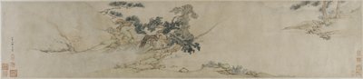 16世紀後半から17世紀初頭の松の木の下でジターを演奏する（紙にインクと色） 作： Ming Dynasty Chinese School