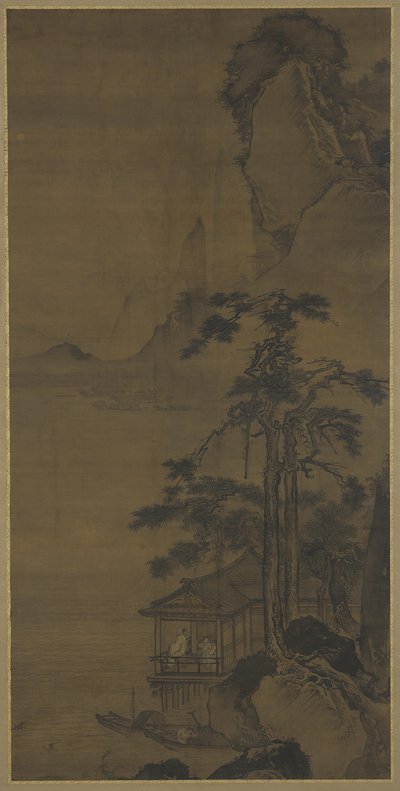 15世紀初頭から16世紀初頭にかけて、水のパビリオンから満月を眺める 作： Ming Dynasty Chinese School