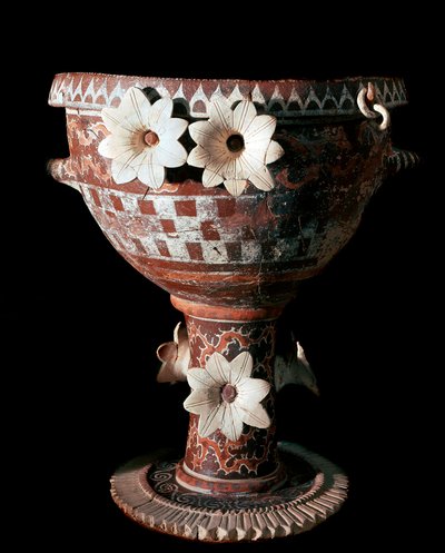 ミノア美術：装飾が施されたテラコッタのクレーター プロトパルパレ期（紀元前2100年〜1650年 作： Minoan