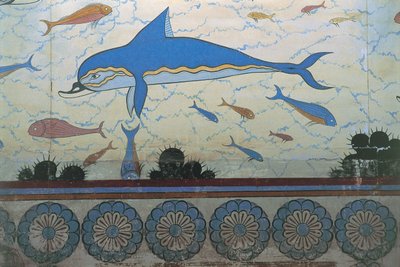 宮殿の壁画のクローズアップ（ギリシャ、クレタ島クノッソス、ミノスの宮殿 作： Minoan