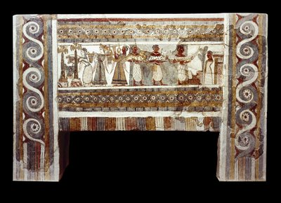 死者の崇拝の場面、アギア・トリアーダの石棺のフレスコ画 作： Minoan
