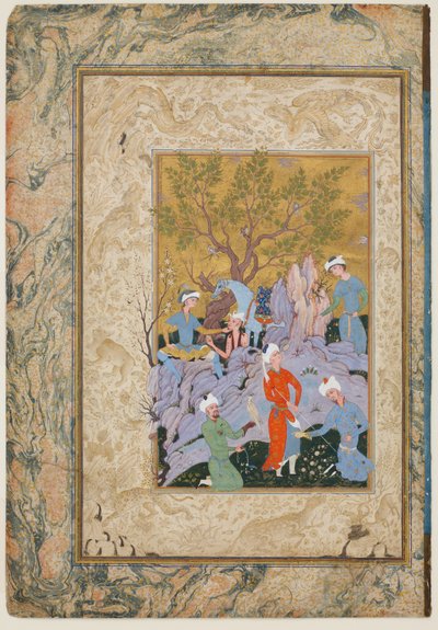 プリンスホーキングパーティー、1570年頃 作： Mirza Ali