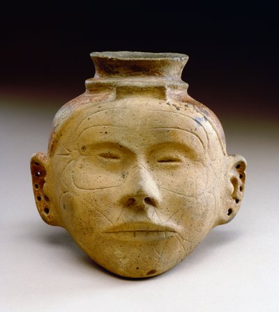 人体頭部模型、1300-1500（セラミック） 作： Mississippian culture