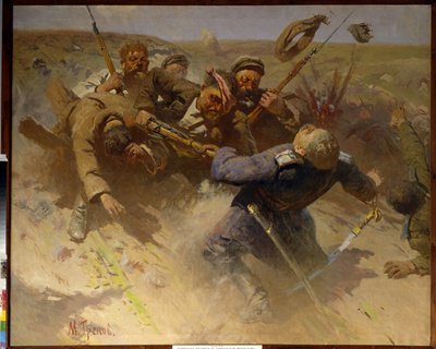 1919年のツァリツィンへの反撃 - 1919年のツァリツィンへの反撃 - ミトロファン・ボリソビッチ・グレコフ（1882-1934）による絵画、キャンバスに油彩 作： Mitrofan Borisovic Grekov
