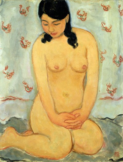 座ったままのヌード（油彩・キャンバス 作： Mitsutani Kunishiro