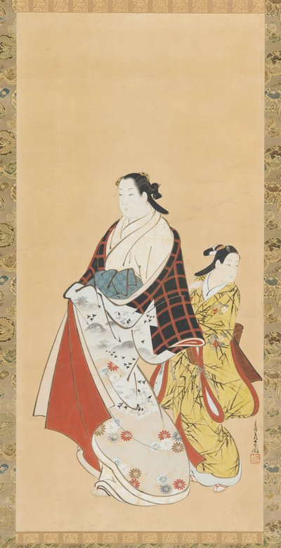 遊女とその代役のかむろ、18世紀。 作： Miyagawa Chōshun