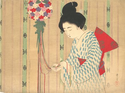 小説の口絵口絵の飾りボール、約。 1906年。 作： Mizuno Toshikata