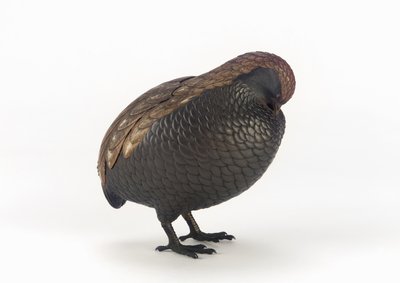 ウズラの形をしたお香箱、片足、東京、江戸時代（陶） 作： Mochizuki Hanzan