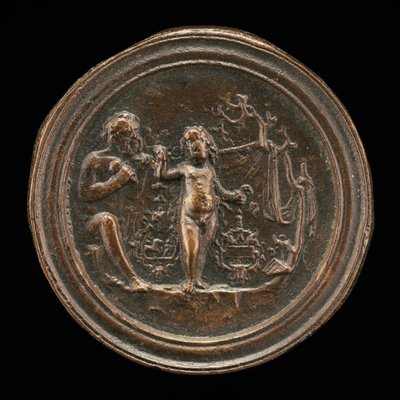 キューピッド像を彫る彫刻家、15 世紀後半から 16 世紀前半。 作： Moderno