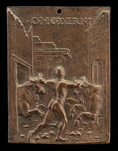 ヘラクレスとゲリュオンの牛、15 世紀後半から 16 世紀初頭。 作： Moderno