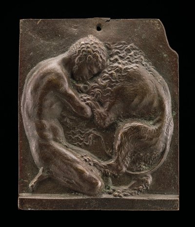 ヘラクレスとネメアのライオン、15 世紀後半から 16 世紀初頭。 作： Moderno