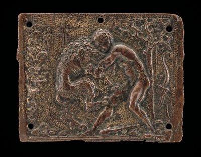 ヘラクレスとネメアのライオン、15 世紀後半から 16 世紀初頭。 作： Moderno