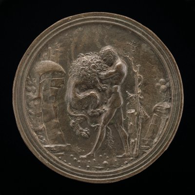 ヘラクレスとネメアのライオン、15 世紀後半から 16 世紀初頭。 作： Moderno