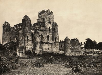 ファシスト時代の帝国建設：エチオピア・ゴンダールのファシラダス王の城、1936年09月05日（モノクロ写真 作： Modestino Baldinetti