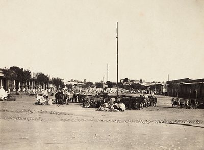ファシスト時代の帝国建設：アスマラの古代市場広場、1936年09月05日（モノクロ写真 作： Modestino Baldinetti