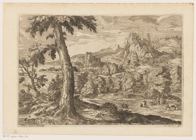 川沿いの人影のある風景 ティツィアーノの後の風景 (連載タイトル) 作： Moise Jean Baptiste Fouard